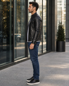 Blouson Bomber en Cuir Véritable Personnalisé pour Homme, Imperméable, Coupe-Vent, Col Rond, Unisexe, Vente en Gros OEM, Prix Abordable 2026 - Product Image 2