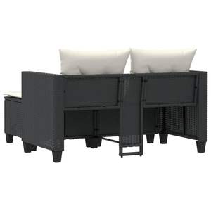 Canapé de jardin en rotin PE noir avec structure en acier thermolaqué et mobilier d'extérieur durable 100% polyester - Product Image 6