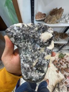 Natural Black Chalcedony White Stilbite <b>Crystal</b> <b>Cluster</b> | Premium Mineral Collection Stone - Product Image 4