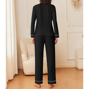 ชุดนอนผู้หญิงแบบกันหนาว แขนยาว ผ้าฝ้าย 100% ระบายอากาศได้ดี สายเดี่ยว - Product Image 2