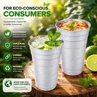 Gobelets en aluminium recyclables et écologiques pour boissons froides, sodas et cocktails, personnalisables, thème football, pré-remplis, lot de 50, vente en gros