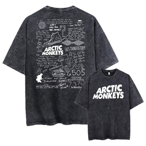 T-shirt personnalisé pour homme en coton épais délavé à l'acide avec strass, coupe oversize et carrée, col rond, design avant streetwear, style urbain - Product Image 3