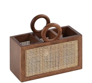 Support à couverts moderne en bois de manguier fait main, écologique, en bois d'acacia pour table - Product Image 2