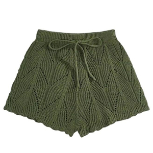 Shorts de punto para mujer con cordón, cintura alta, shorts de playa, casuales de verano, con aberturas, cintura elástica - Product Image 6