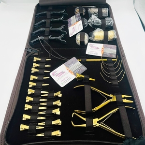 New Gold Hair Extension Tools Kit With Private Logo <b>Brown</b> Case plier Stainless Steel Hair Extension Tools Scissors <b>Tape</b> Pliers - Product Image 3