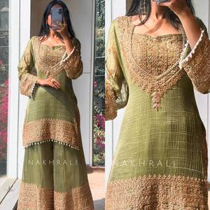 Indian Ethnic Stitched Georgette Heavy Embroidery Quick Dry <b>Kurta</b>/Kurti Suit for <b>Women</b> Modern Party/Diwali/Wedding Occasion All - Product Image 4