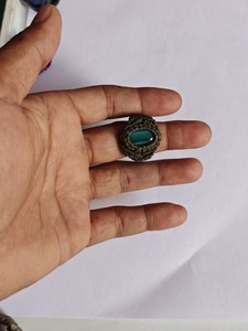 แหวนมาคราเม่สีเขียวเข้มทำมือประดับพลอยสีเขียวอมฟ้า แหวนปรับขนาดได้สไตล์โบโฮสำหรับผู้หญิง - Product Image 1