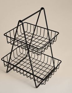 Nouvelle conception de panier de rangement en fil métallique à 2 niveaux pour comptoir de cuisine, pour pain, fruits et légumes. - Product Image 6