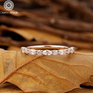 Charm_Jewells Rose Gold Moissanite Eternity Band <b>Ring</b> Marquise Cut Channel Setting Women's Classic Wedding <b>Ring</b> - Product Image 1