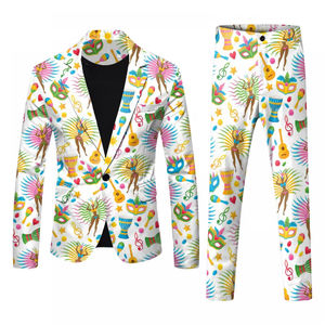 Ensemble de costume 2 pièces pour homme, OEM, Noël, imprimé sapin vert, blazer et pantalon, sublimation, simple boutonnage, style smoking, vente en gros - Product Image 5