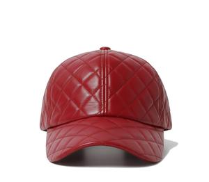 Luxury Genuine Leather Red Color Baseball <b>Cap</b> for Men Four Seasons Wear - Product Image 1