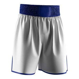 Pantalones Cortos de Boxeo MMA Blancos para Hombre con Cintura y Ribete Azules, de Secado Rápido, Poliéster, Corte Regular, Ropa de Artes Marciales para Adultos, OEM - Product Image 6