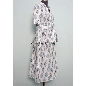 Vestido de Algodón Vintage Estilo Bohemio Ecológico Hecho a Mano con Detalle de Botones, Manga Corta, Silueta en A para Mujer, Casual de Oficina - Product Image 5