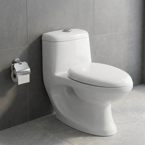 Inodoro de cerámica moderno de una pieza con doble descarga y salida en S para baño de hotel de lujo, artículos sanitarios. - Product Image 6