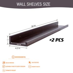 Étagère murale flottante en bois massif, étagère de présentation murale pour salon, chambre, bureau, décoration intérieure, étagères à monter - Product Image 6