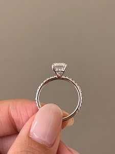 2 CT <b>Emerald</b> Cut Diamond Pave <b>Band</b> Engagement <b>Ring</b>, E-VVS1 IGI Certified <b>Emerald</b> Lab Grown Diamond Hidden Halo <b>Ring</b> - Product Image 4