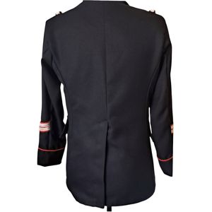 black <b>wool</b> Carabinieri formal jacket featuring iconic <b>red</b> piping and gold tone buttons voltigeur uniform - Product Image 2