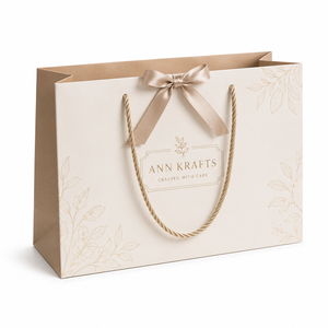 Premium Luxury Kraft Paper Shopping <b>Bag</b> with Flexo Printed Satin Ribbon and Custom Logo - Product Image 3