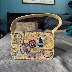 Sac à bandoulière perlé fait main, motif Soleil et Lune, coloré et artistique, sac à main tendance - Product Image 2