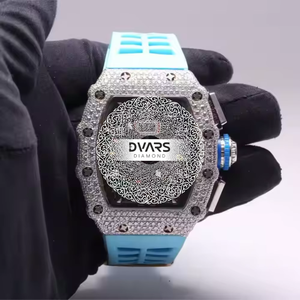 Mossinate Men's Square Quartz Moissanite Watch with Glass Dial Water Resistant 3BAR Hip Hop Style Fashion Gold Watch - Product Image 3