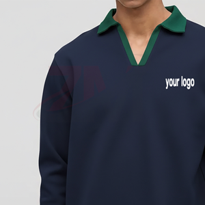 เสื้อโปโลแขนยาวผู้ชาย คอวี ผ้าฝ้าย 100% ไซส์ใหญ่ ทรงหลวม ระบายอากาศ แห้งเร็ว ทรงแบ็กกี้ - Product Image 2