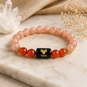 สร้อยข้อมือลูกปัดราศพฤษภประดับด้วยหินควอตซ์และคาร์เนเลียนชุบทองสไตล์โบฮีเมียของขวัญเครื่องประดับสำหรับทุกเพศ - Product Image 6