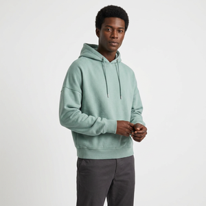 Sudadera con Capucha Unisex Extra Grande, Color Sólido, Felpa de Algodón, Informal, para Otoño, Corte Regular, Tejido de Punto - Product Image 3