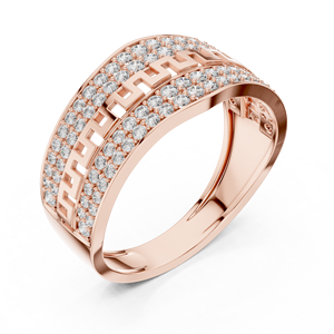 Bague de luxe en or rose 18 carats plaqué rhodium avec diamant de synthèse taillé motif clé grecque impériale, pour mariage, fiançailles, cadeau, usage quotidien ou bureau, pour homme - Product Image 4