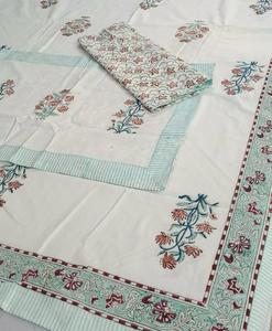 Hand Block Print Cotton Bedsheet with Pillow Covers |Botanical Print Bedding| Indian Handmade Bedspread | Soft Cotton Bed Sheet. - Product Image 6