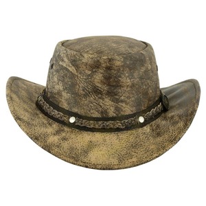 Chapeaux de cowboy en cuir véritable, marron clair, style western, chapeau en cuir western personnalisé pour hommes - Product Image 1