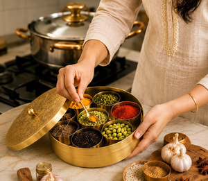 Caja de Especias Masala Box, Contenedor de Almacenamiento de Especias para Cocina, Organizador de Especias Indias con Compartimentos, Caja de Almacenamiento Tradicional para Cocina - Product Image 2