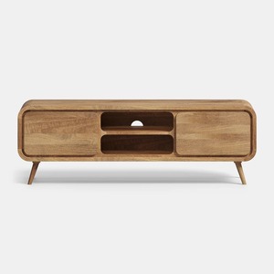 High Quality Solid Wood TV <b>Cabinet</b> with Storage Compartments Sliding Doors Entertainment Unit for Living Room Hotel Apartment Pr - Product Image 1