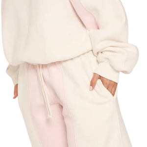 Ensemble de survêtement décontracté deux pièces pour femme, sweat-shirt à épaules dénudées et pantalon en molleton, coupe ample, taille élastique, jambe large, tenue de sport - Product Image 6