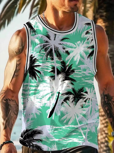 Professional Summer Daily Casual Men Tank Top Hawaiian Style Fish <b>Print</b> Men Tank Top <b>Seaside</b> Party Men Fash And Latest Design - Product Image 5