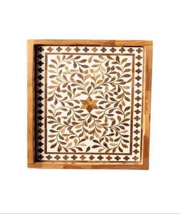Elegante bandeja de servir con incrustaciones de hueso y resina, hueso natural de alta calidad con plástico, muy barata de la India. - Product Image 5