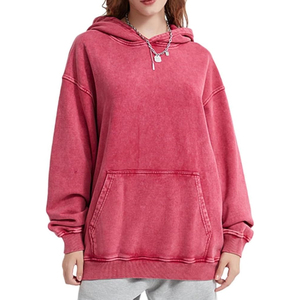 <b>Women</b> Oversized Acid Wash <b>Hoodie</b> With Ribbed Cuffs Adjustable Hood And Loose Comfortable Ladies Hoodies - Product Image 1