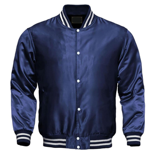 Hot Sale OEM University Bomber <b>Jacket</b> for Men Custom Logo Satin Fabric Breathable Hood Stand <b>Canvas</b> Single Packaged for Winter - Product Image 6