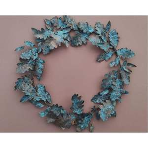 Guirnalda de Hojas de Roble Metálicas en Color Verde Azulado, Decoración para Colgar en la Pared, Patina Envejecida, Guirnalda Otoñal para Entrada, Arte Mural - Product Image 2