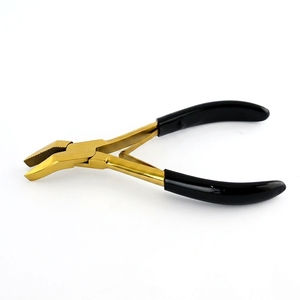 Curved Flat Hair Extension Crimping Plier Fine Serrated Teeth Rubber Grip Micro Nano Ring <b>Bead</b> Closing for Hair Extension - Product Image 1