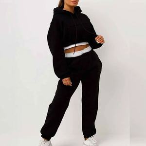 Venta al por mayor sudadera y pantalones de cuello redondo de gran tamaño WomenChándal 100% algodón HeavyFleece 350Gsm Mejor Material - Product Image 6