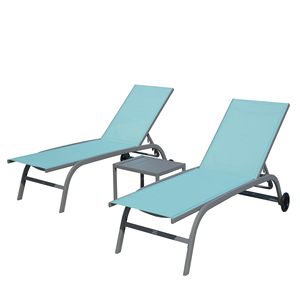 Set di 3 Sdraio Regolabili da Esterno con Ruote a 5 Posizioni per Piscina e Uso Esterno - Product Image 1