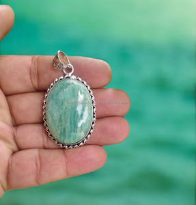 Nueva llegada joyería de moda colgante collar natural amazonita piedra preciosa tallada amor placa bola al por mayor regalo adornos a granel - Product Image 2