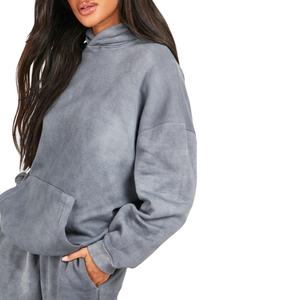 Mode chaude Street Wear 2 pièces ensemble personnaliser sweat à capuche survêtement femmes surdimensionné français éponge survêtement 2026 - Product Image 4