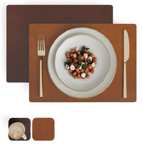 Juego de tres manteles individuales redondos de fieltro no tejido de color sólido, marrón, beige, gris, manteles individuales ovalados para comedor - Product Image 4
