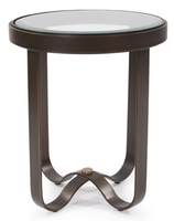 Table basse en laiton antique avec plateau en verre rond, style Art Déco, structure métallique, meubles pour salon et chambre