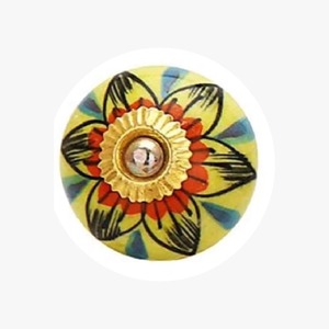 Modern Blue White <b>Ceramic</b> Door <b>Knob</b> with Gold Center Decorative Handle for Cabinet <b>Drawer</b> Wardrobe Home Office Use From India - Product Image 5