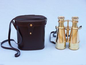 Jumelles marines vintage en laiton antique avec étui en cuir, finition dorée style victorien, télescope de collection - Product Image 6