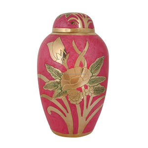 Domtop โกศทองเหลืองสีชมพูและสีเงิน,แกะสลักโกศสำหรับขี้เถ้าอุปกรณ์งานศพขนาดใหญ่ - Product Image 4