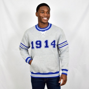 เสื้อสเวตเชิ้ตคอกลมผ้าฟลีซสีน้ำเงิน Phi Beta Sigma แบบไม่บุซับใน ล้างสีแบบ Acid Wash สำหรับทุกเพศ ใส่ได้ในฤดูใบไม้ผลิ ผลิตตามแบบ OEM สำหรับวิทยาลัย ผ้าฝ้ายแท้ 100% สีพื้น - Product Image 2