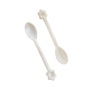 Premium Handmade Fish Flower MOP Shell Spoon Long Handle <b>Mirror</b> Polish Custom Logo Engraved Coffee Dessert Storage - Product Image 1